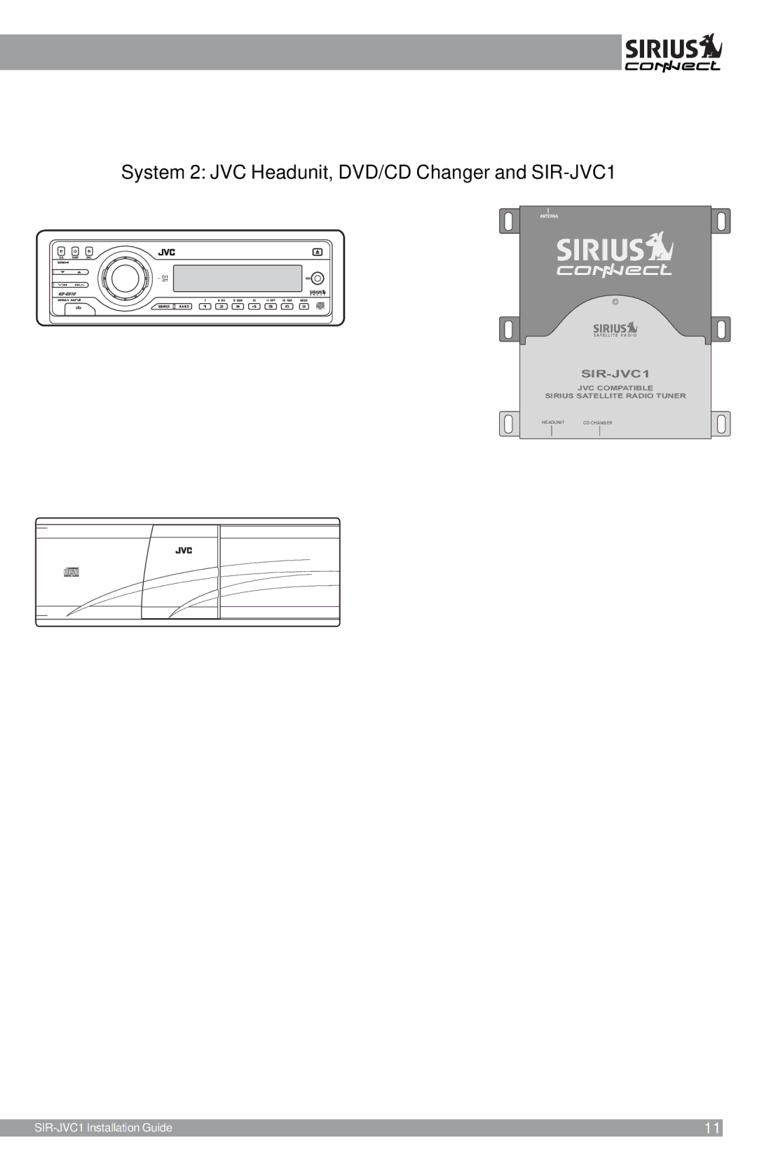 Sirius Satellite Radio manual System 2 JVC Headunit, DVD/CD Changer and SIR-JVC1 