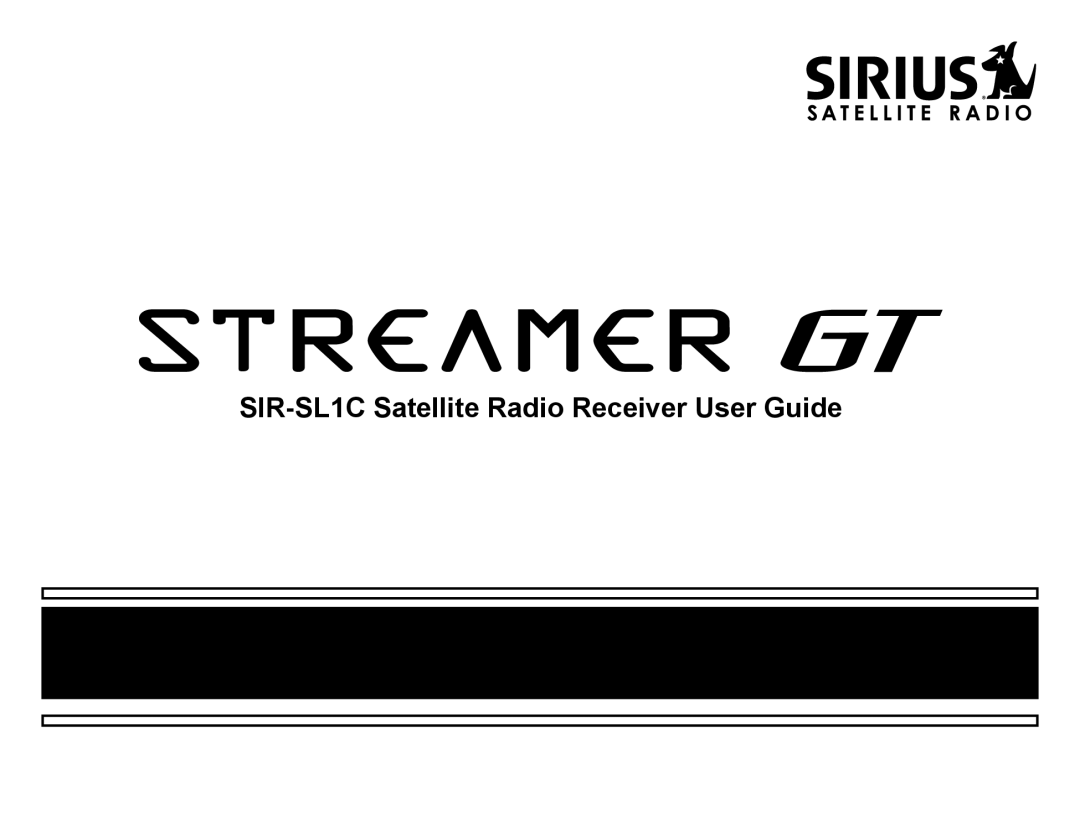 Sirius Satellite Radio manual SIR-SL1C Satellite Radio Receiver User Guide 