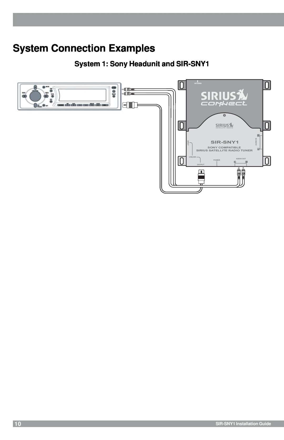 Sirius Satellite Radio System Connection Examples, SIR-SNY1Installation Guide, 6,561 , $ 8 ,1,2, 81,/,1 32, $8,2287 