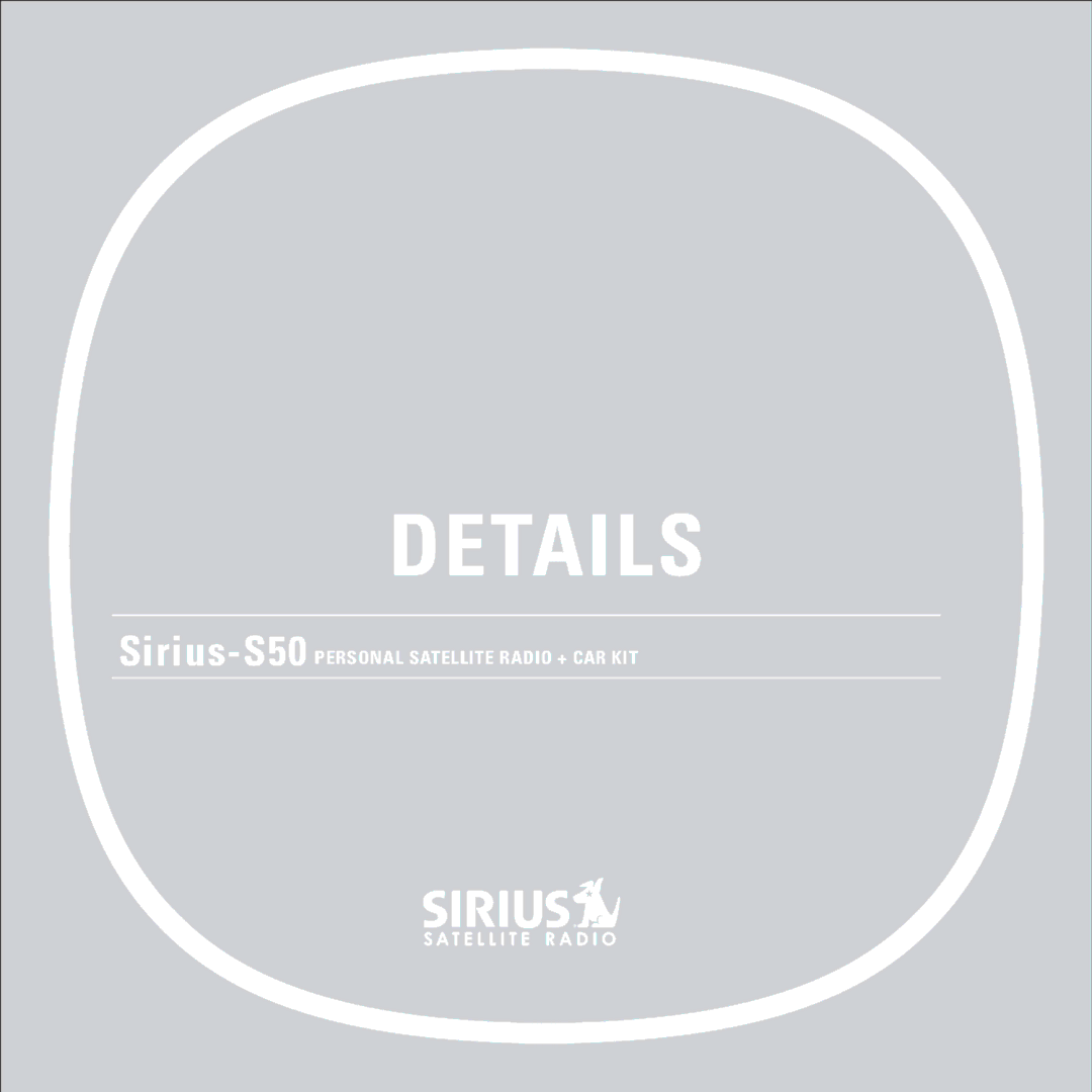 Sirius Satellite Radio Sirius-S50 manual Details 