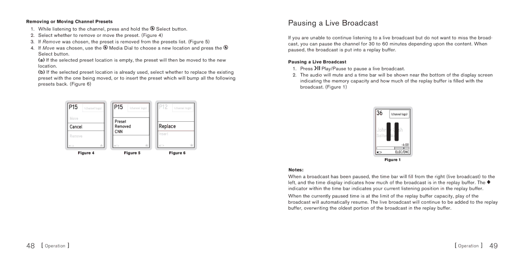 Sirius Satellite Radio Sirius-S50 manual Pausing a Live Broadcast, Johnny Cash 