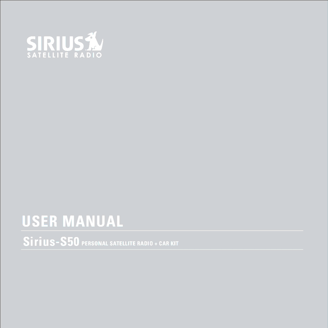 Sirius Satellite Radio manual Sirius-S50PERSONAL Satellite Radio + CAR KIT 