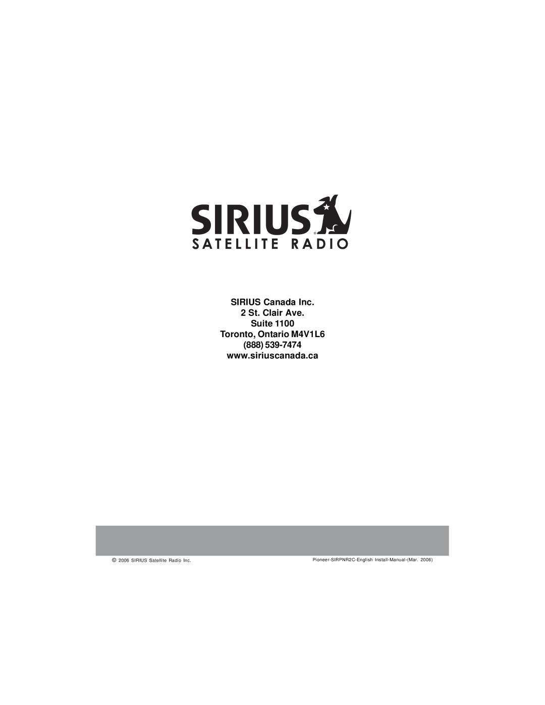 Sirius Satellite Radio SIRPNR2C manual 