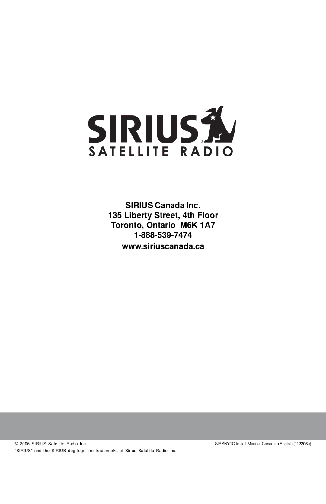 Sirius Satellite Radio SIRSNY1C manual Sirius Satellite Radio Inc 