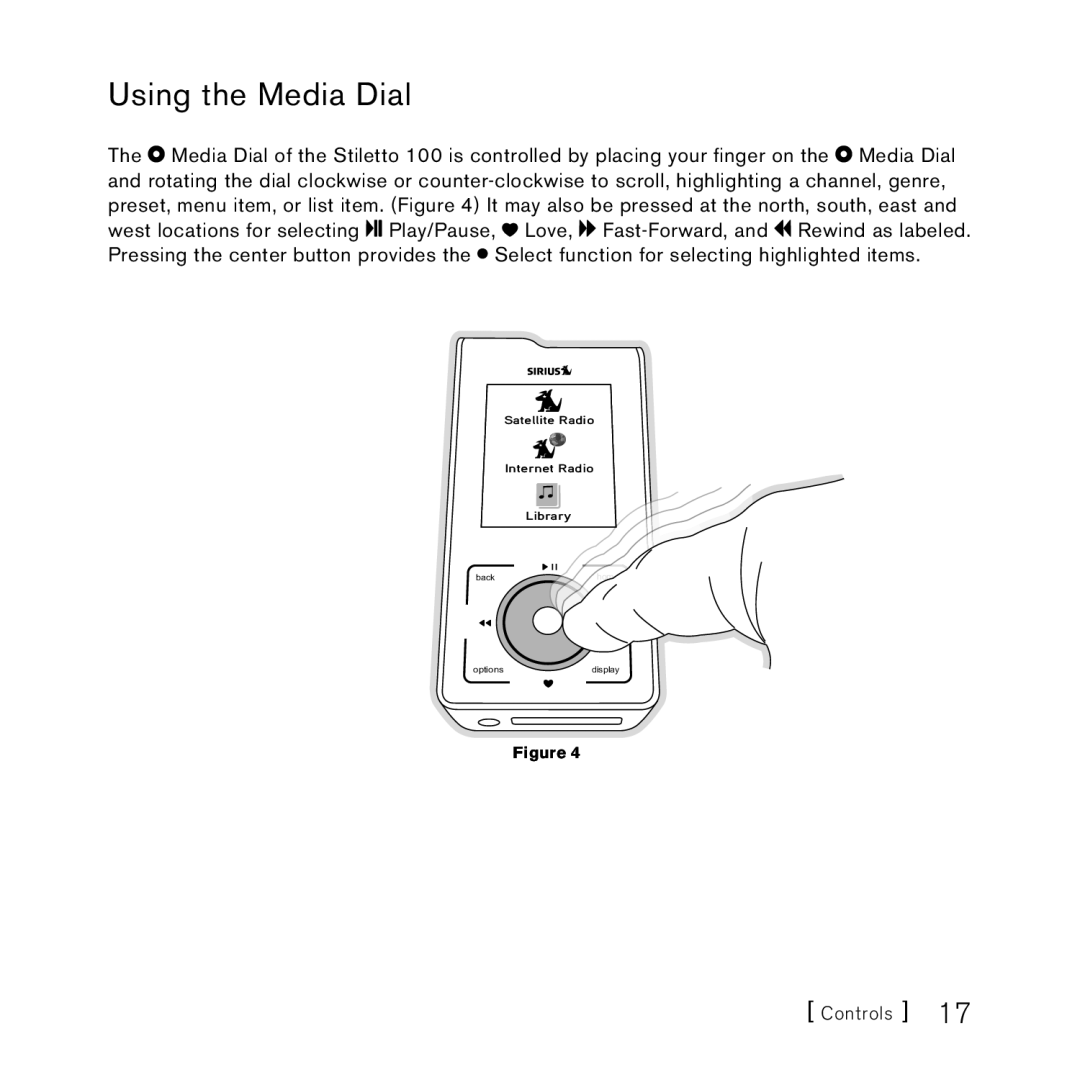 Sirius Satellite Radio SlV1 manual Using the Media Dial 