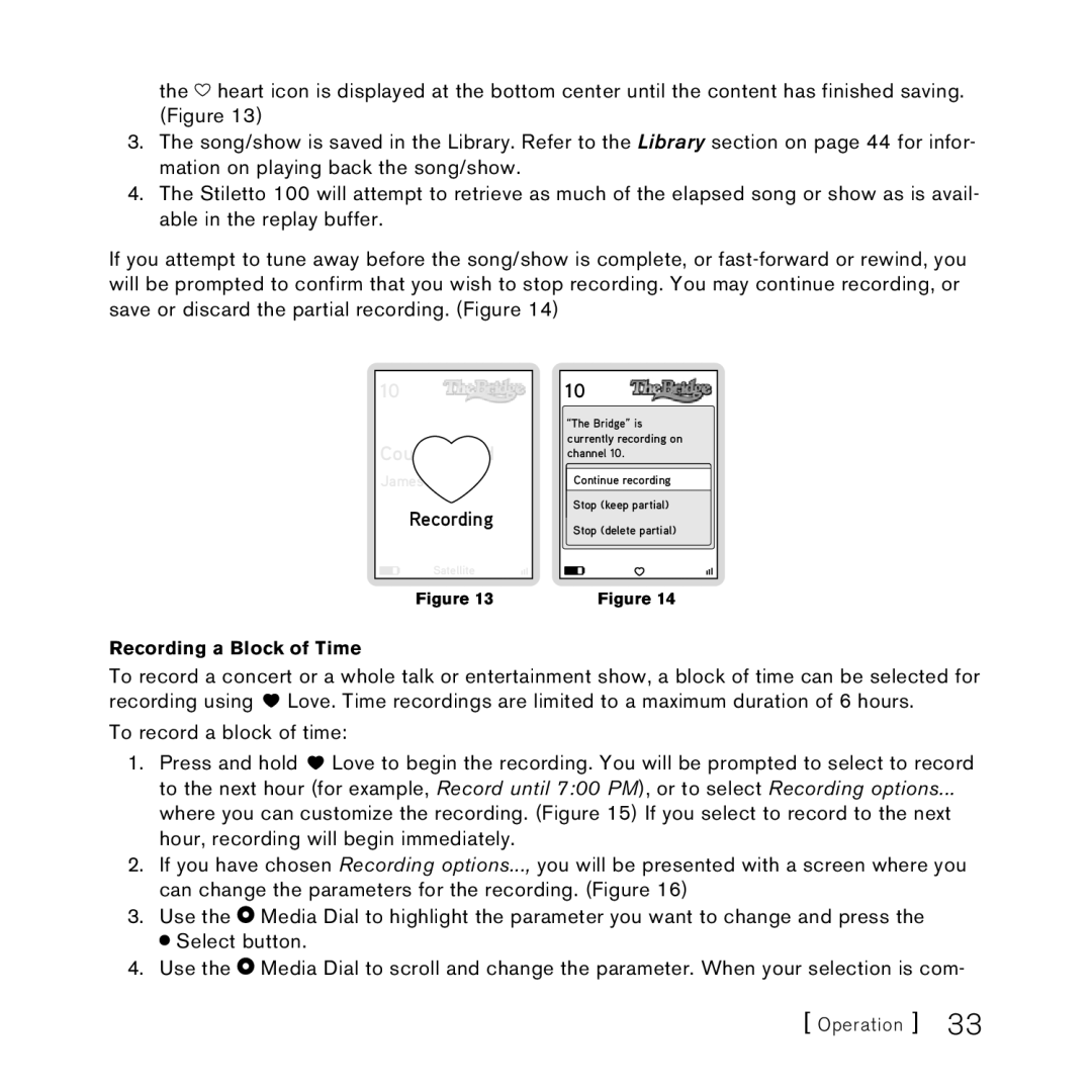 Sirius Satellite Radio SlV1 manual Recording a Block of Time 