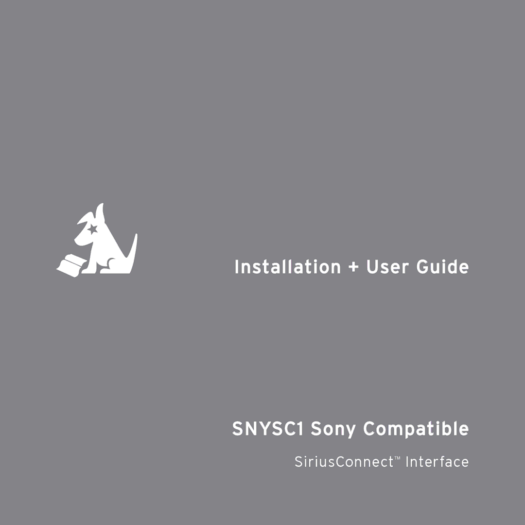 Sirius Satellite Radio manual Installation + User Guide SNYSC1 Sony Compatible 