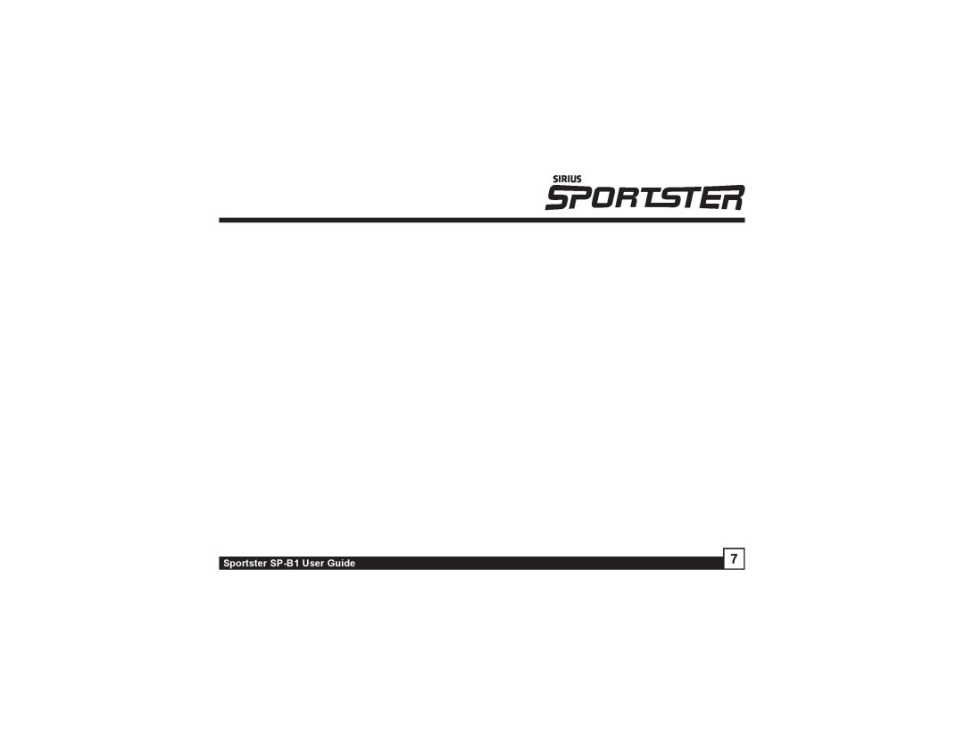 Sirius Satellite Radio manual Sportster SP-B1 User Guide 
