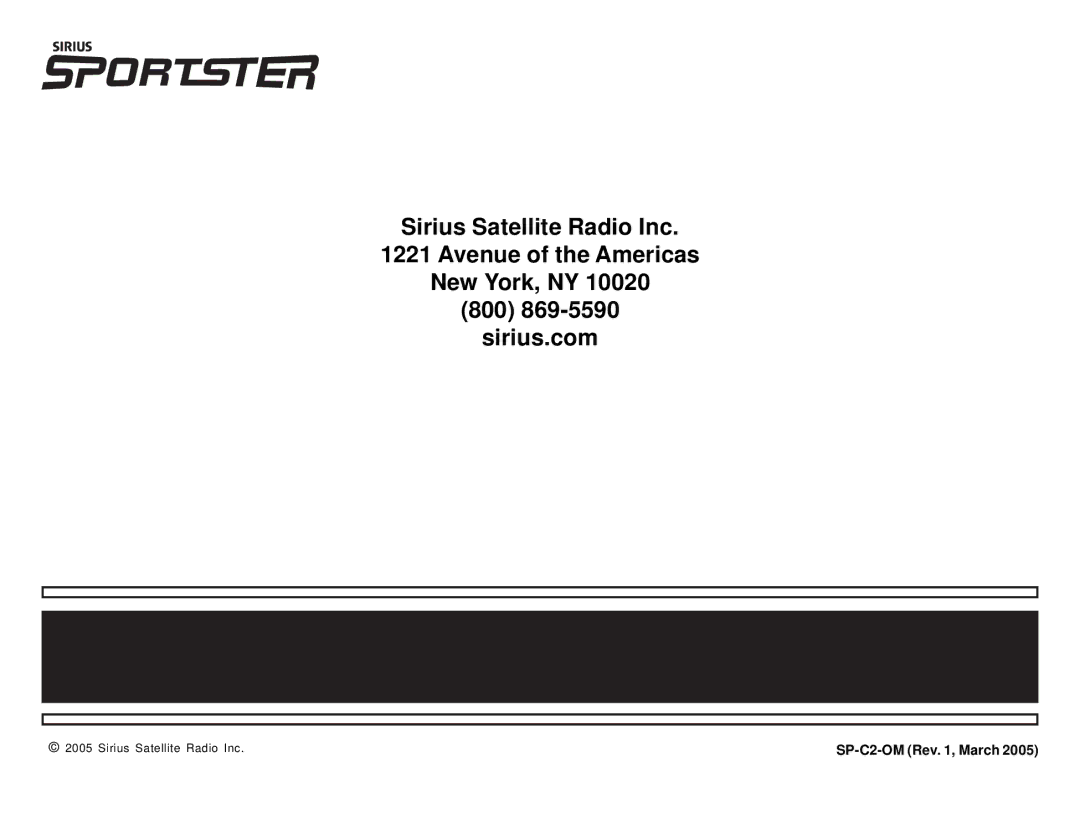 Sirius Satellite Radio manual SP-C2-OM Rev , March 