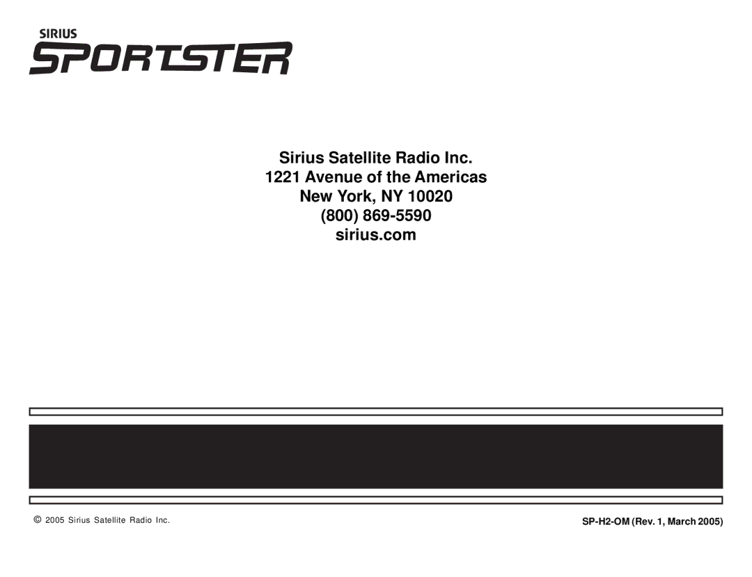 Sirius Satellite Radio manual SP-H2-OM Rev , March 