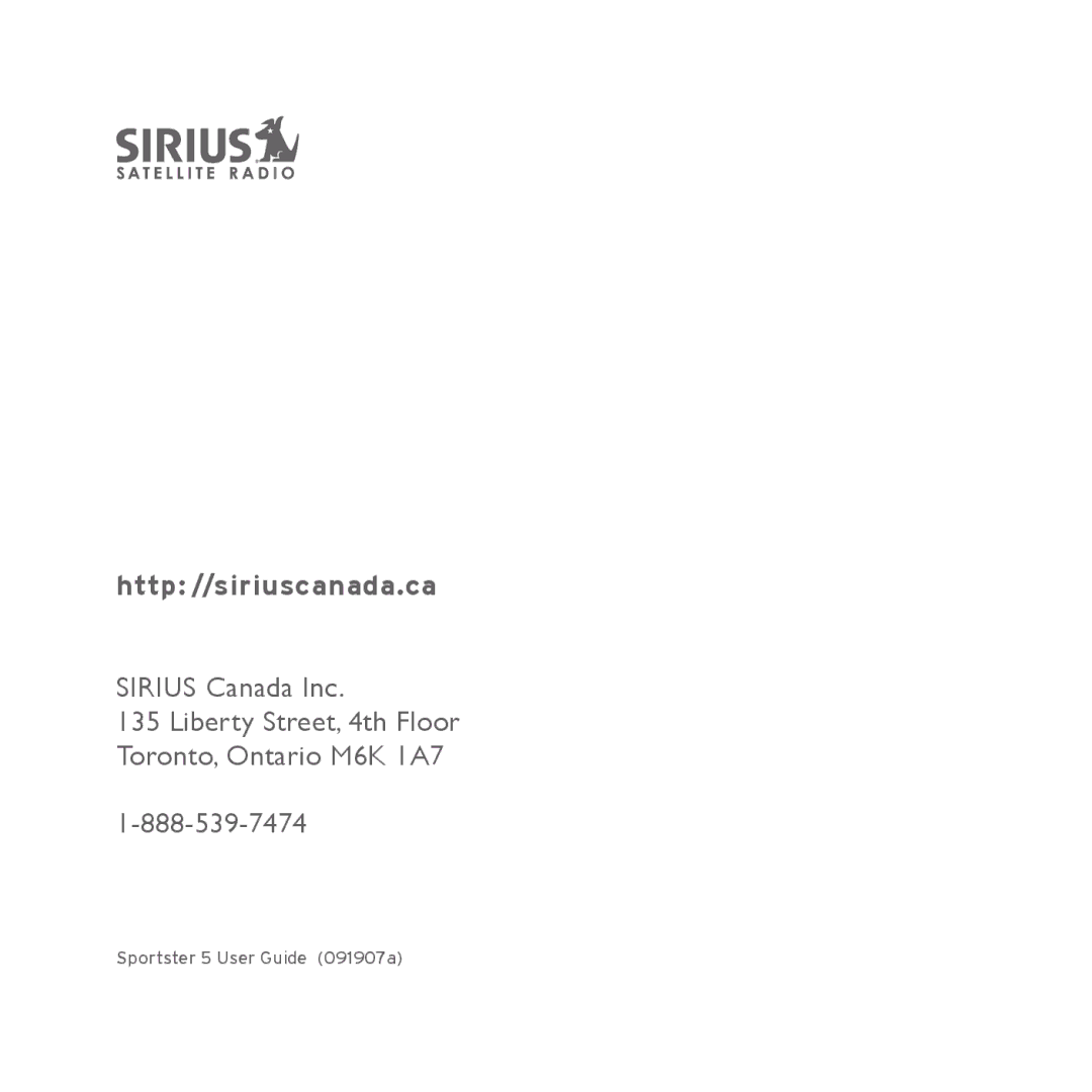 Sirius Satellite Radio Sportster 5 manual Http //siriuscanada.ca 