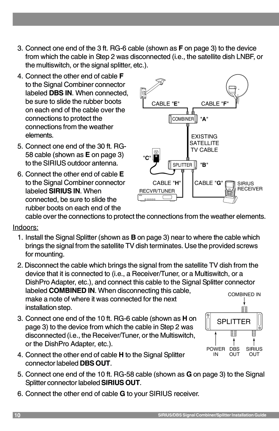 Sirius Satellite Radio SR-100C manual Splitter 