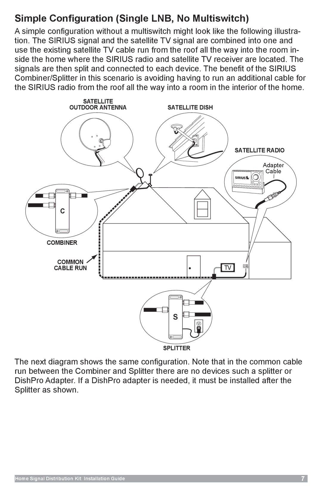 Sirius Satellite Radio SR-101C manual Simple Configuration Single LNB, No Multiswitch 