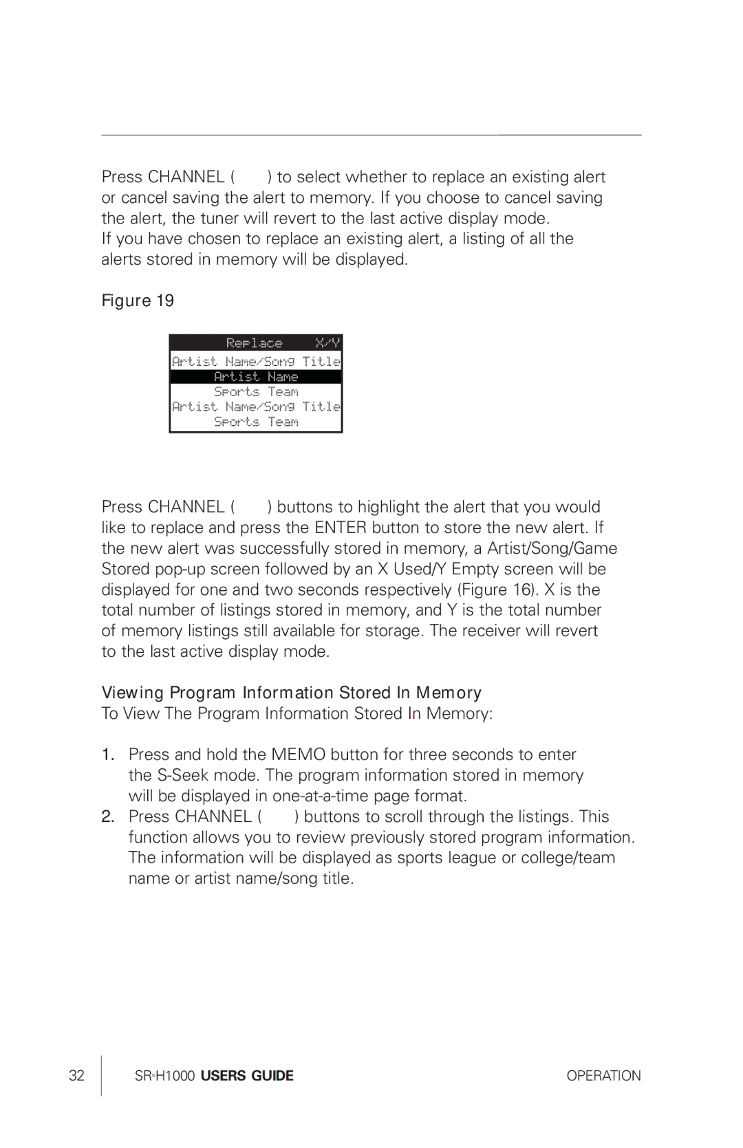 Sirius Satellite Radio manual SRH1000 Users Guide 