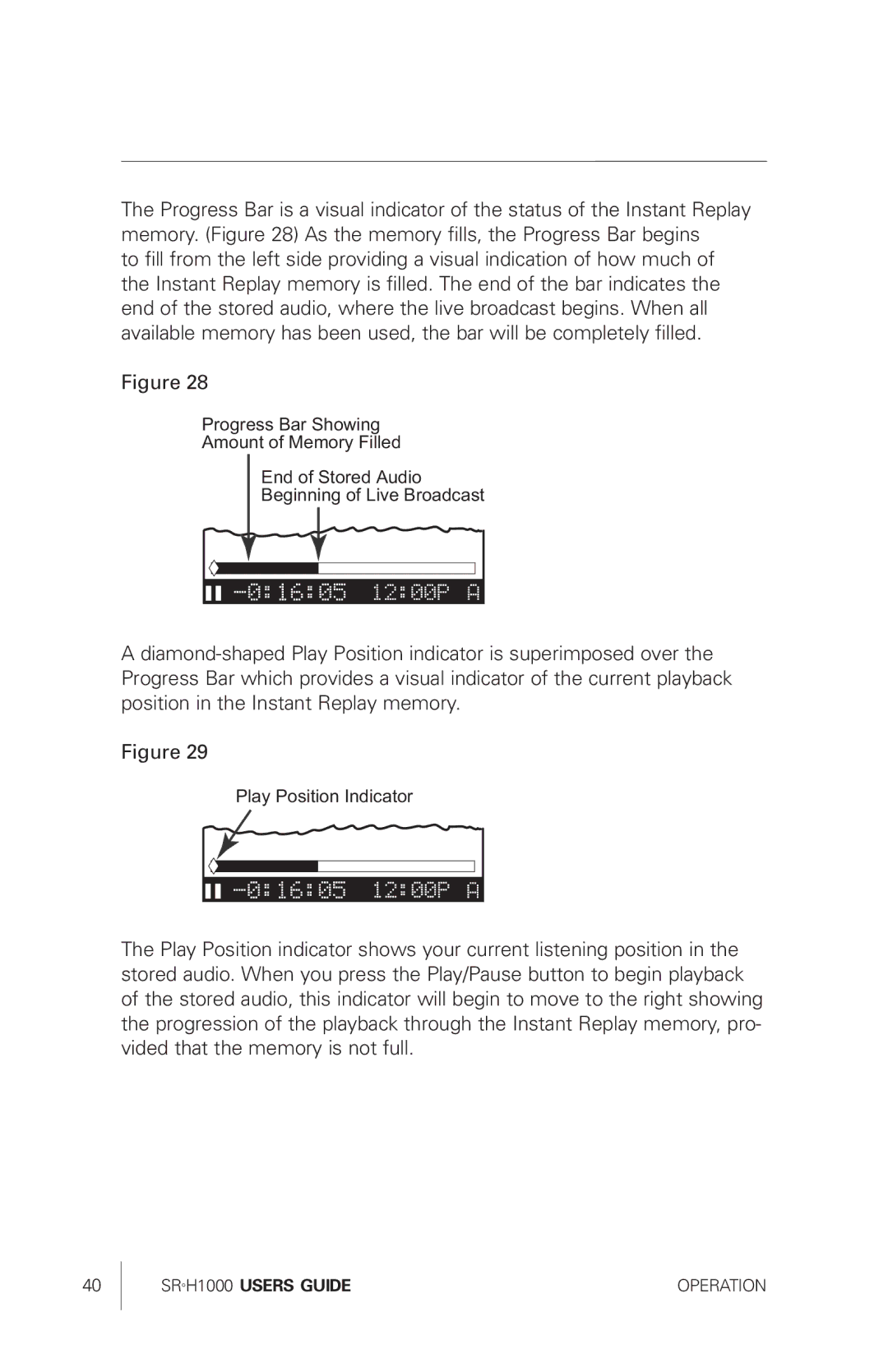 Sirius Satellite Radio SRH1000 manual Play Position Indicator 