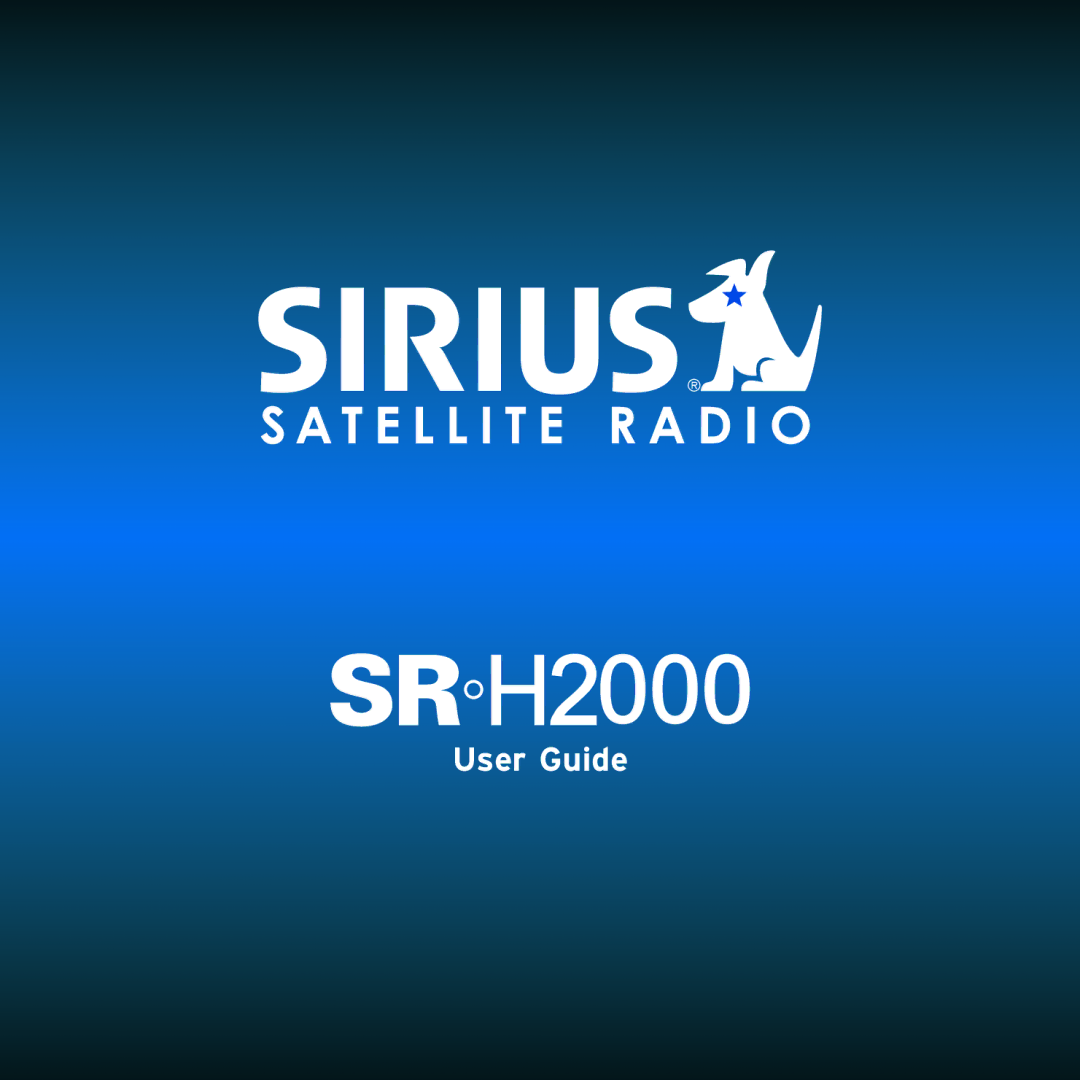 Sirius Satellite Radio SRH2000 manual User Guide 