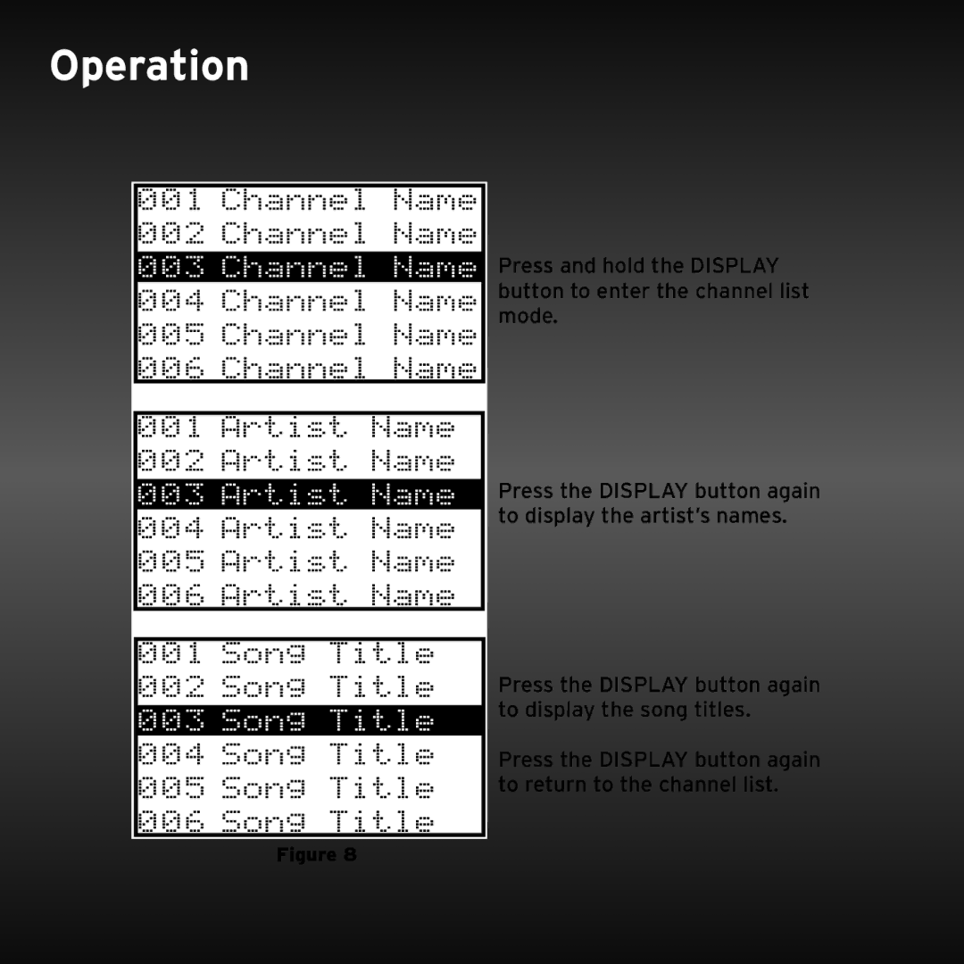 Sirius Satellite Radio SRH2000 manual Operation 