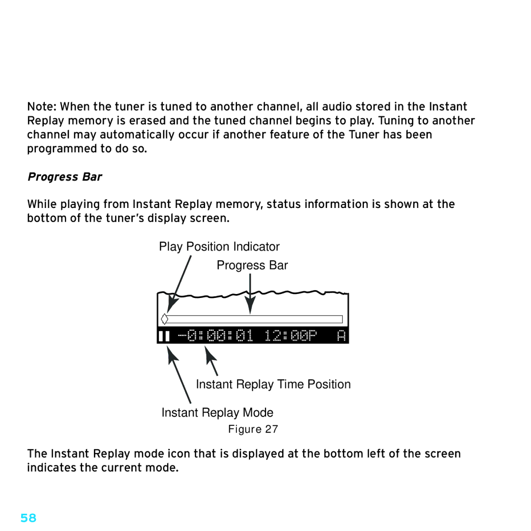 Sirius Satellite Radio SRH2000 manual Progress Bar 