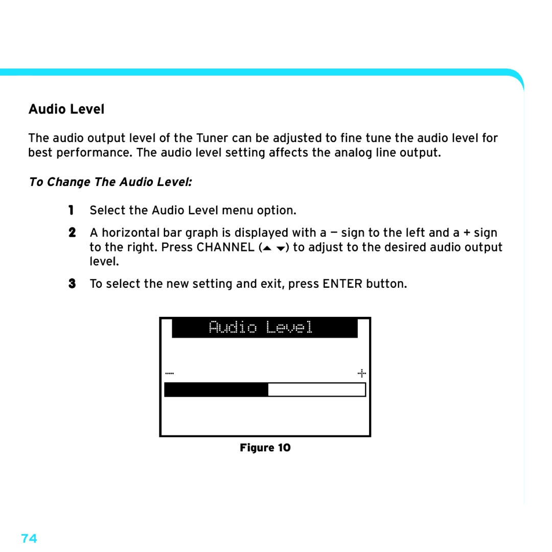 Sirius Satellite Radio SRH2000 manual To Change The Audio Level 