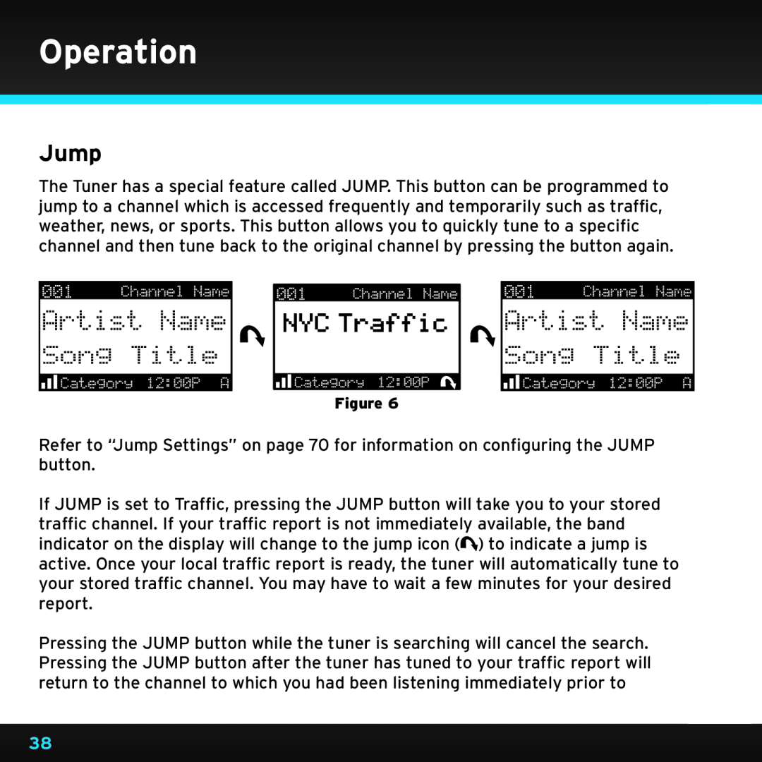 Sirius Satellite Radio SRH2000 manual Jump, Operation 