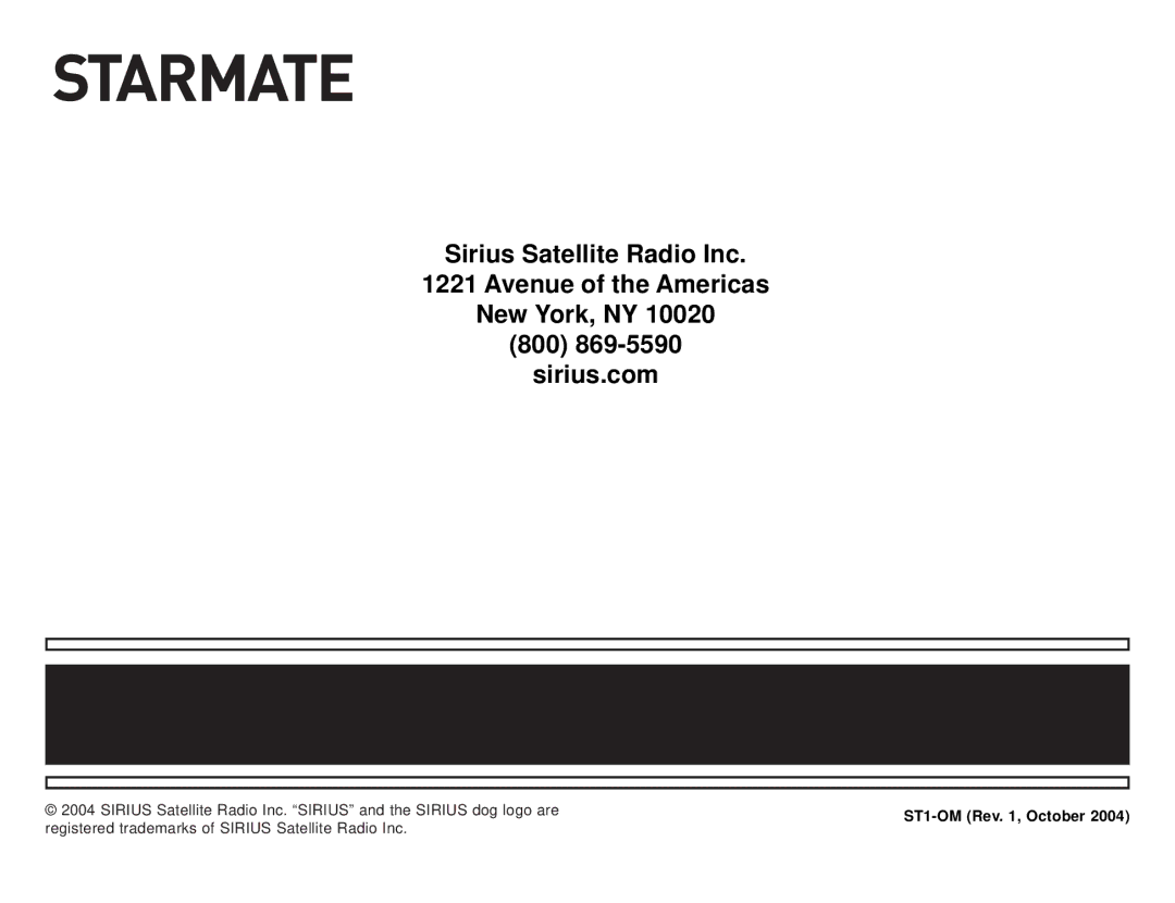 Sirius Satellite Radio manual ST1-OM Rev , October 