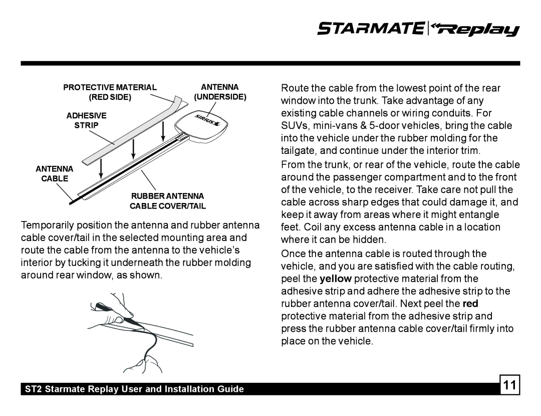 Sirius Satellite Radio ST2 manual Protective Material Antenna 