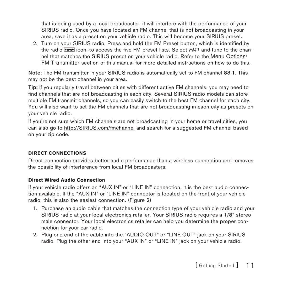 Sirius Satellite Radio STARMATE 3 manual Direct Connections 