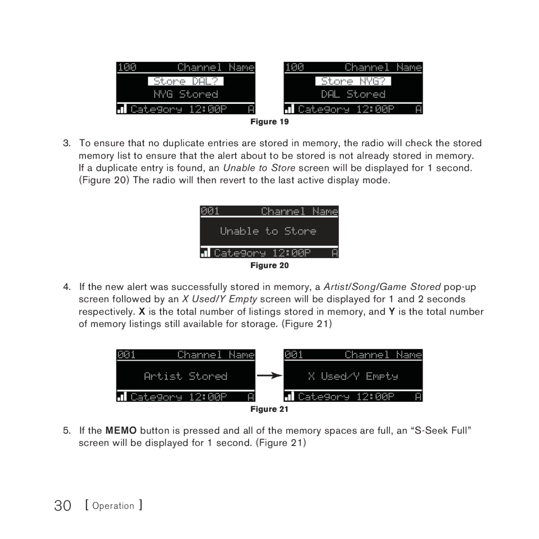 Sirius Satellite Radio STARMATE 3 manual Song NYGTitleStored 