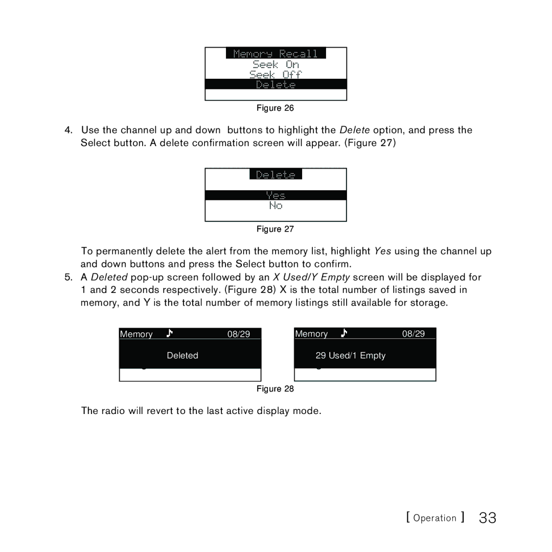 Sirius Satellite Radio STARMATE 3 manual Memory Recall 