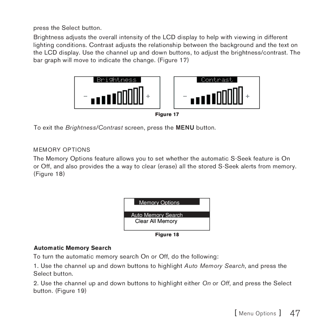 Sirius Satellite Radio STARMATE 3 manual Memory Options 