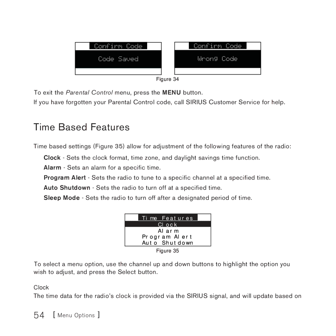 Sirius Satellite Radio STARMATE 3 manual Time Based Features 