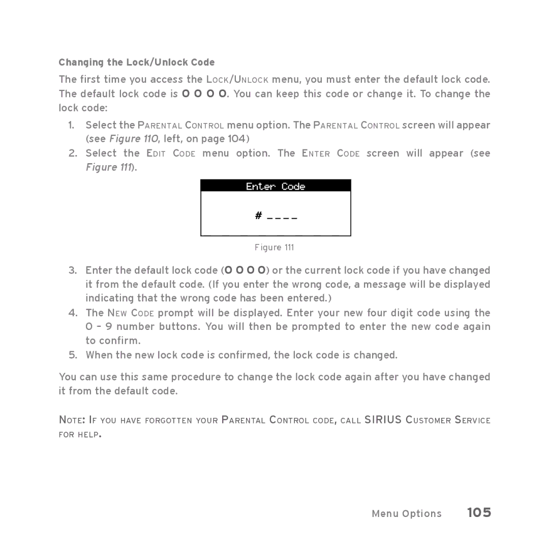 Sirius Satellite Radio Starmate 5 manual 105 