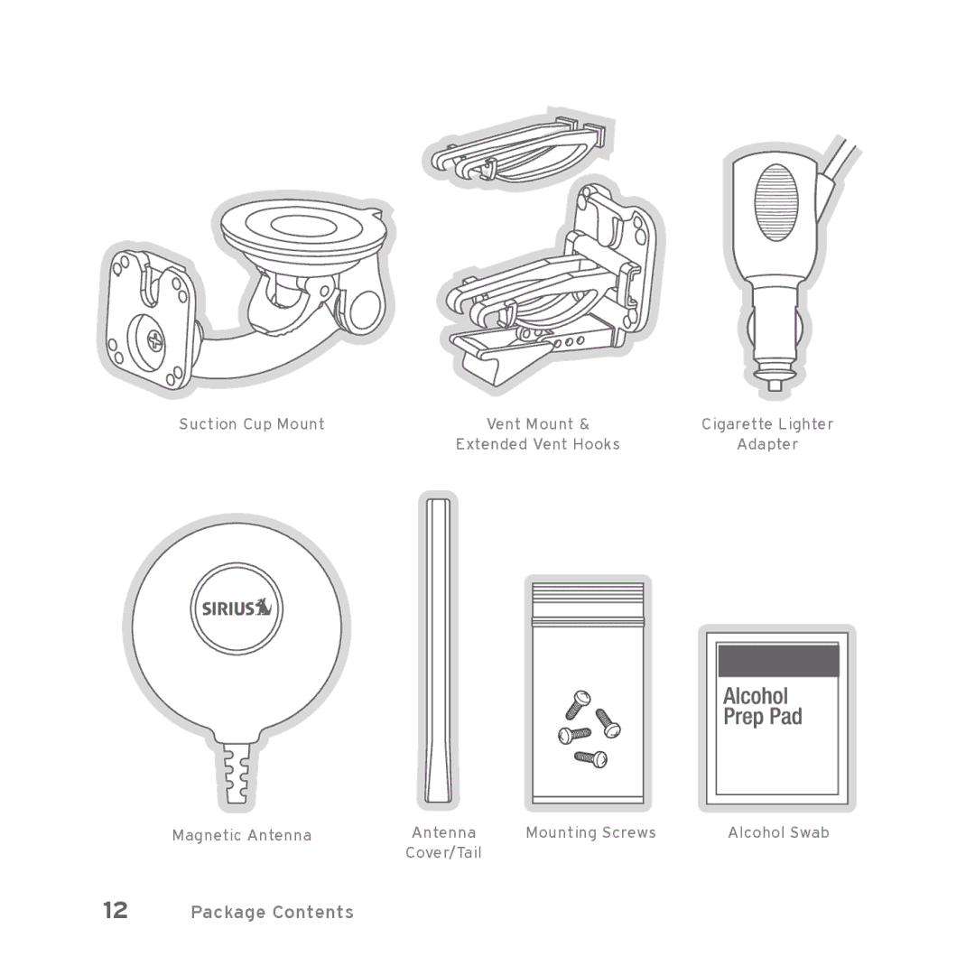 Sirius Satellite Radio Starmate 5 manual Package Contents 