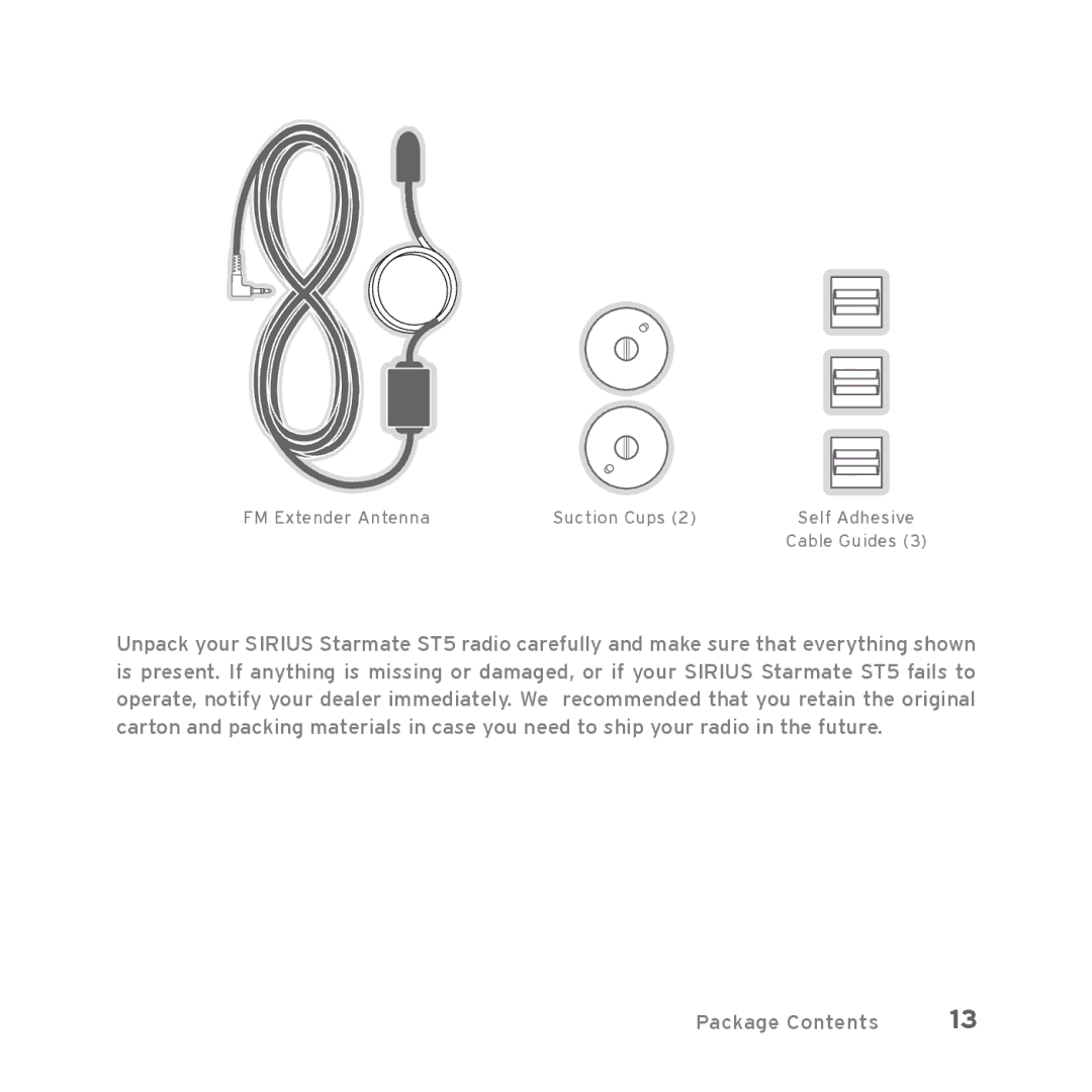 Sirius Satellite Radio Starmate 5 manual FM Extender Antenna Suction Cups Self Adhesive Cable Guides 