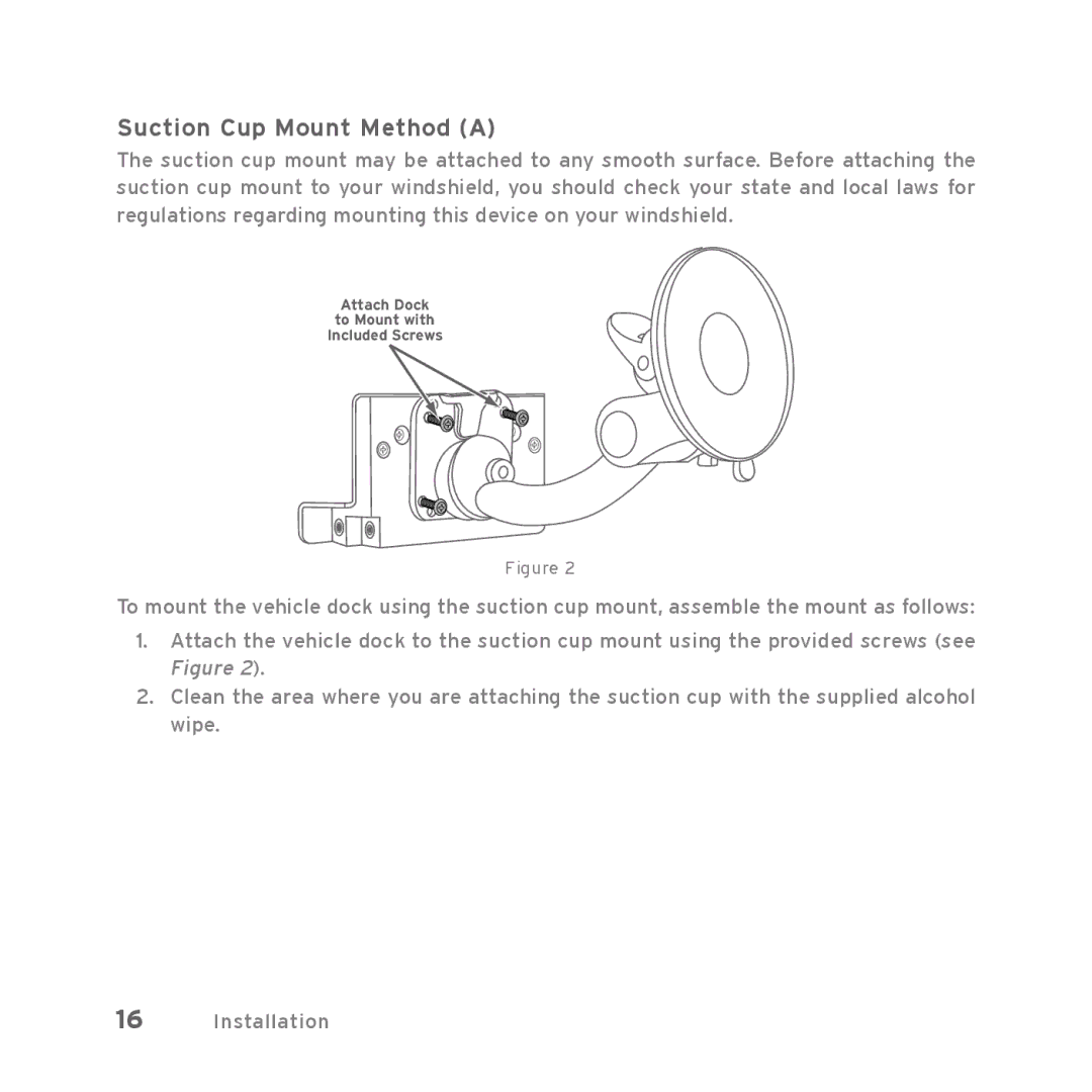 Sirius Satellite Radio Starmate 5 manual Suction Cup Mount Method a 