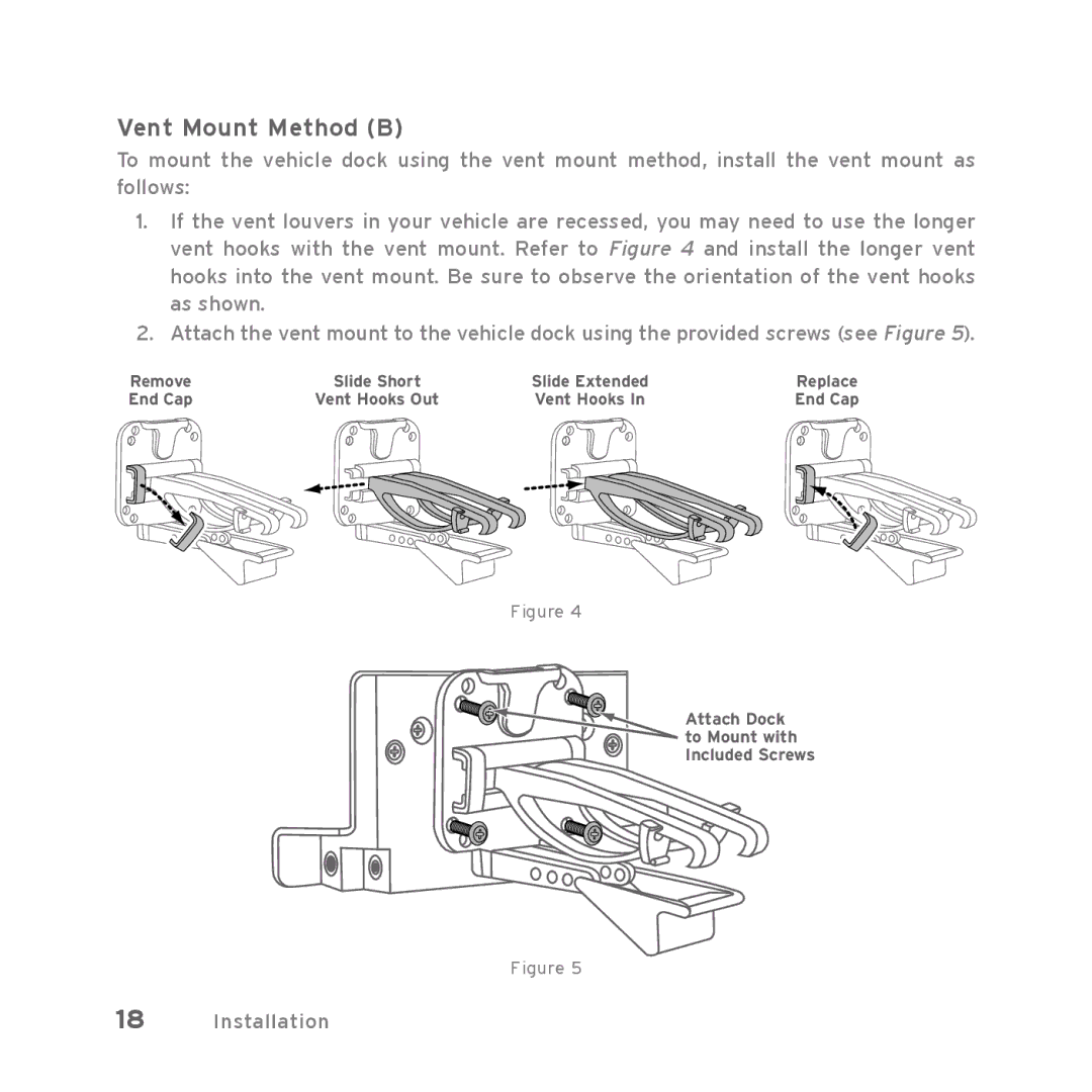 Sirius Satellite Radio Starmate 5 manual Vent Mount Method B 