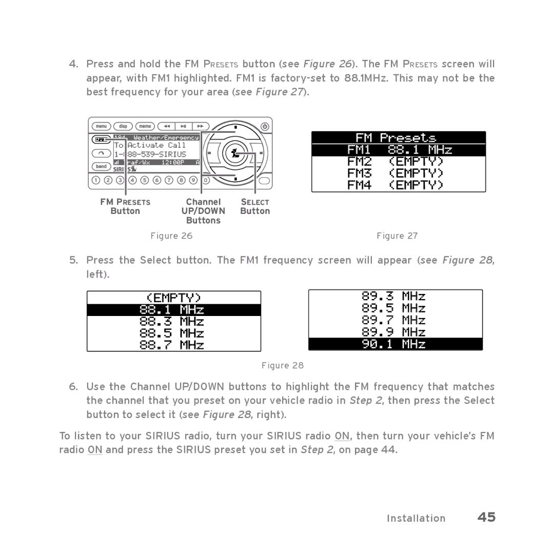 Sirius Satellite Radio Starmate 5 manual Up/Down 