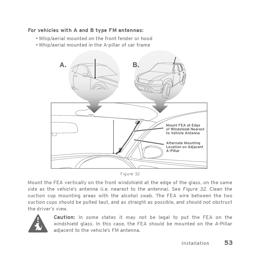 Sirius Satellite Radio Starmate 5 manual For vehicles with a and B type FM antennas 