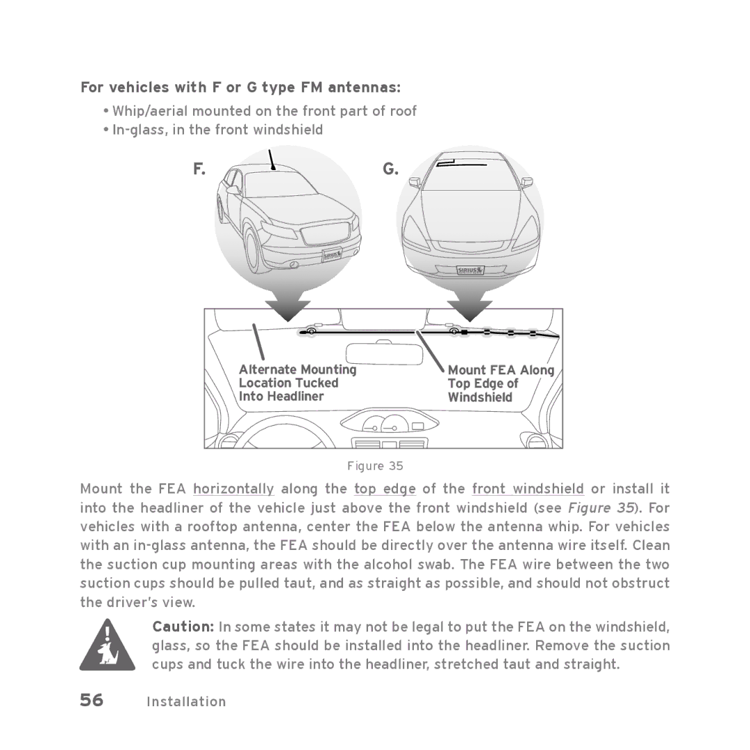 Sirius Satellite Radio Starmate 5 manual For vehicles with F or G type FM antennas 