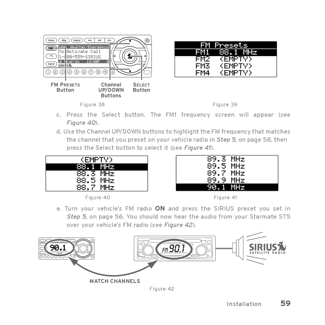 Sirius Satellite Radio Starmate 5 manual Match Channels 