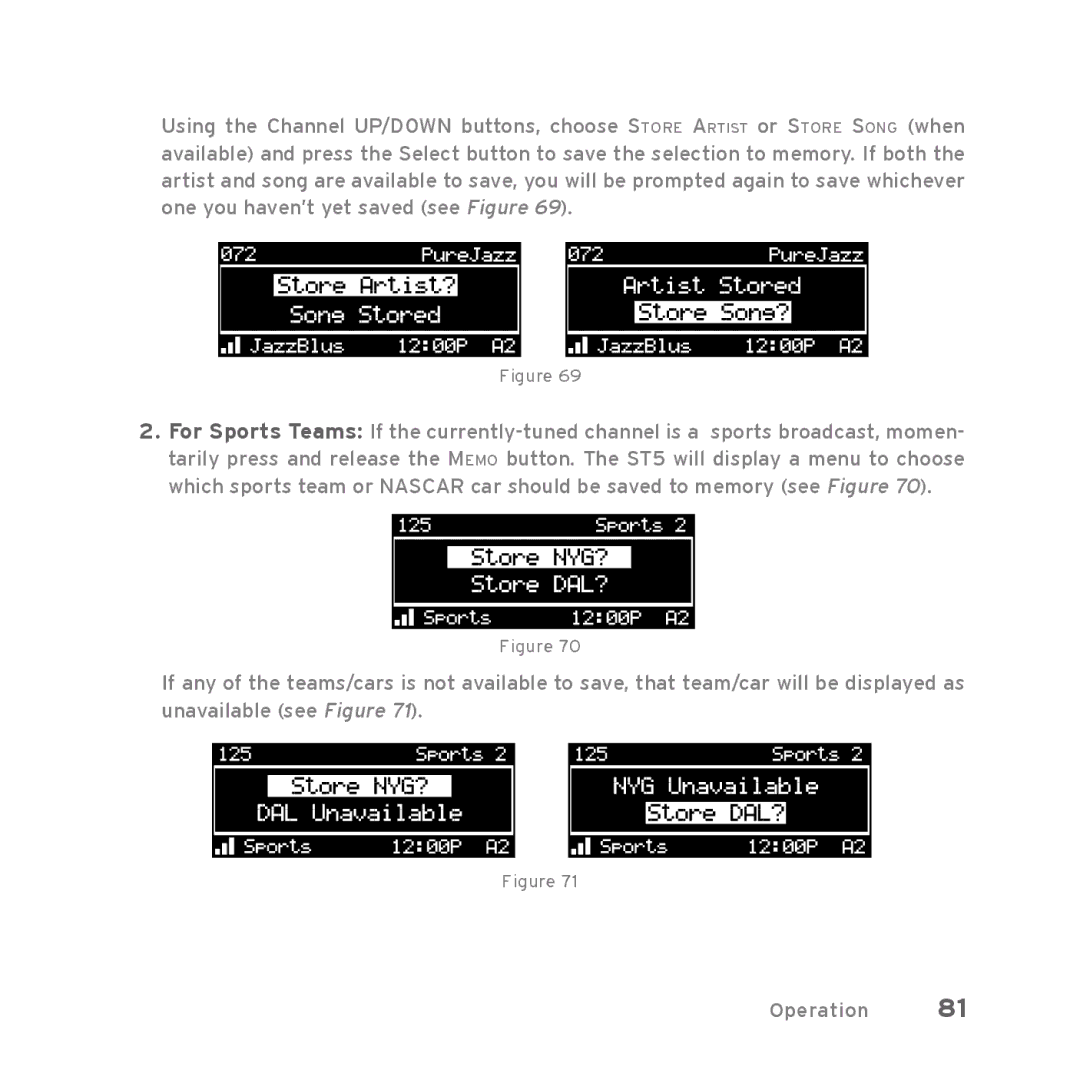 Sirius Satellite Radio Starmate 5 manual Operation 