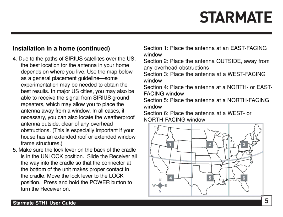 Sirius Satellite Radio STH1 manual Installation in a home 