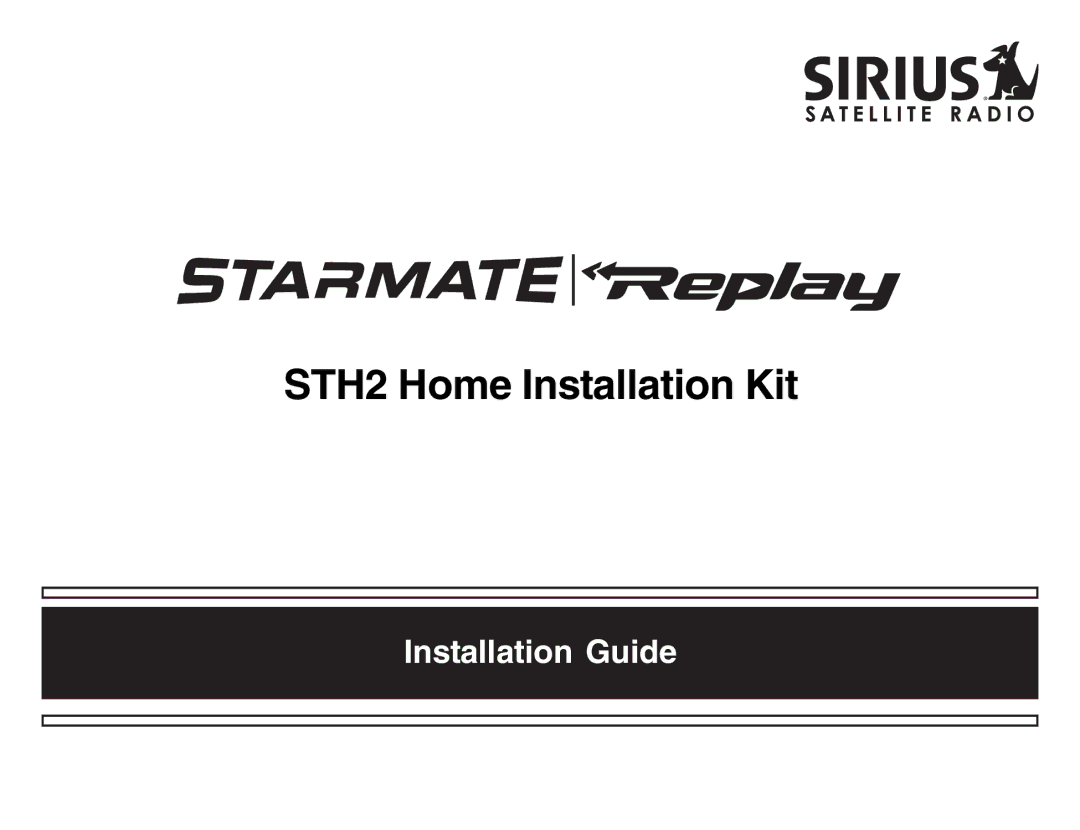 Sirius Satellite Radio manual STH2 Home Installation Kit 