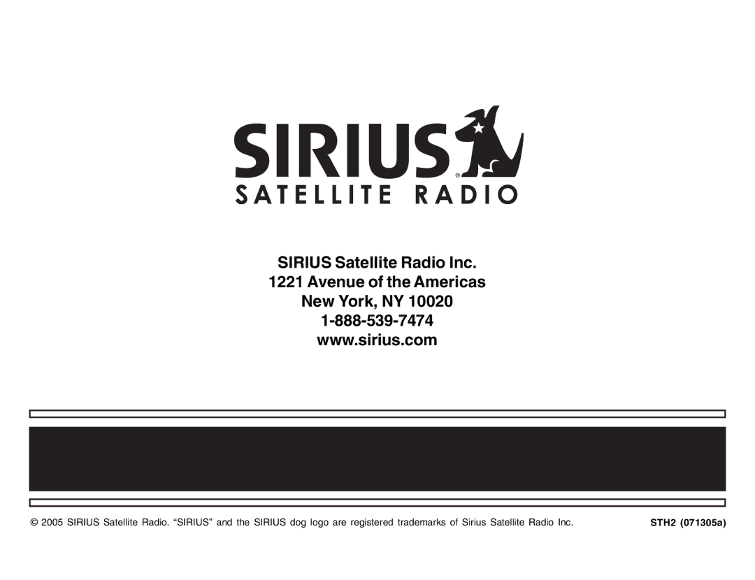 Sirius Satellite Radio manual STH2 071305a 