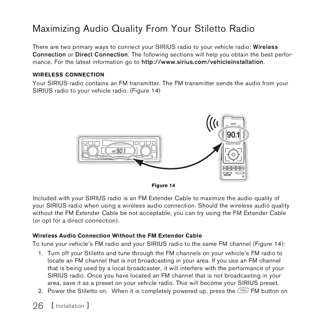 Sirius Satellite Radio Stiletto Vechicle Kit Satellite Radio manual Maximizing Audio Quality From Your Stiletto Radio, 90.1 