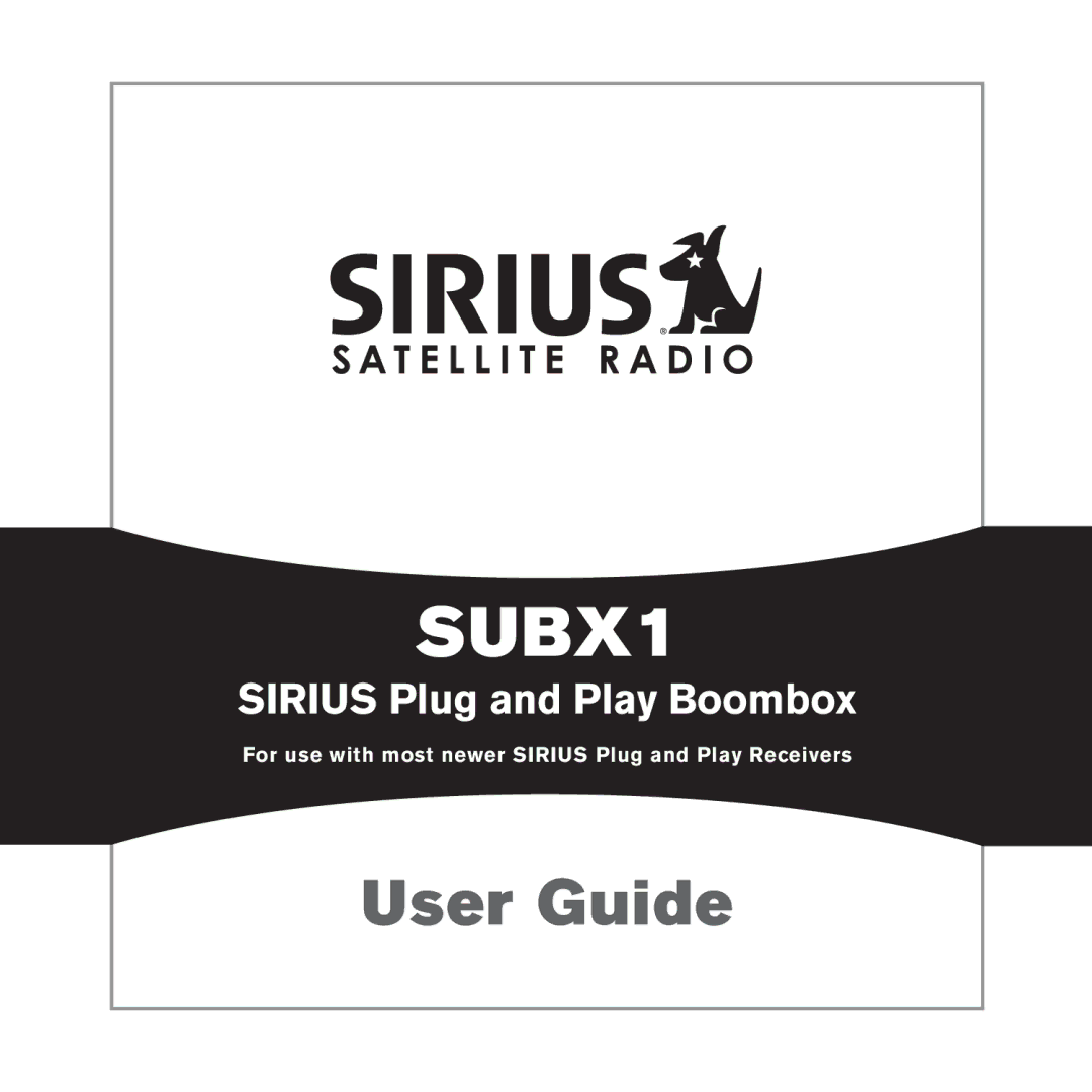 Sirius Satellite Radio SUBX1 manual 