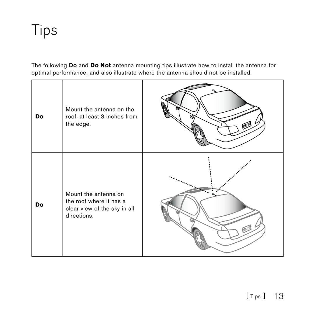 Sirius Satellite Radio 051707a, SUVA2, DOT2 manual Tips 