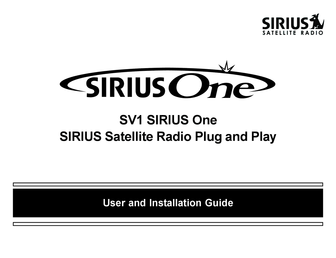 Sirius Satellite Radio manual SV1 Sirius One Sirius Satellite Radio Plug and Play 