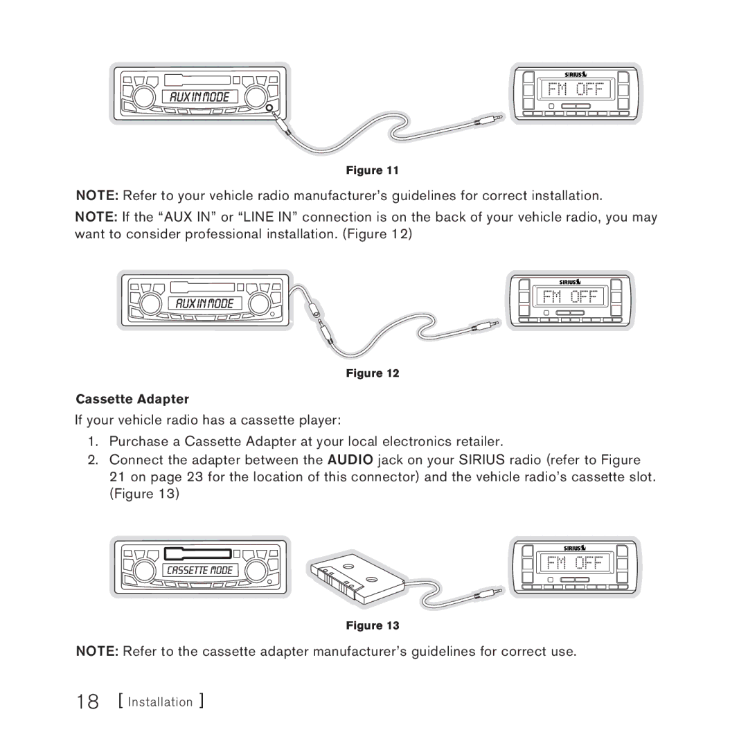 Sirius Satellite Radio SV3 manual Fm Off 