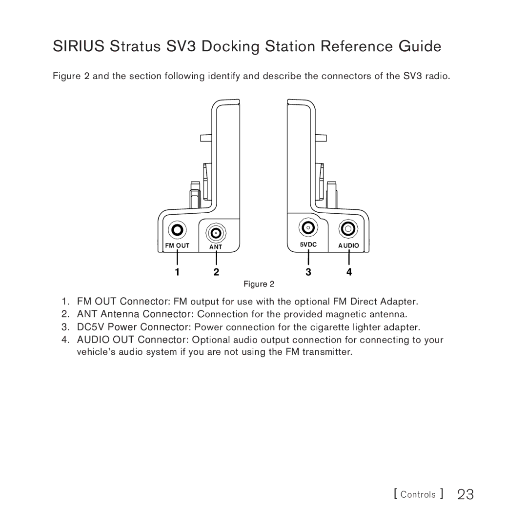 Sirius Satellite Radio manual Sirius Stratus SV3 Docking Station Reference Guide 